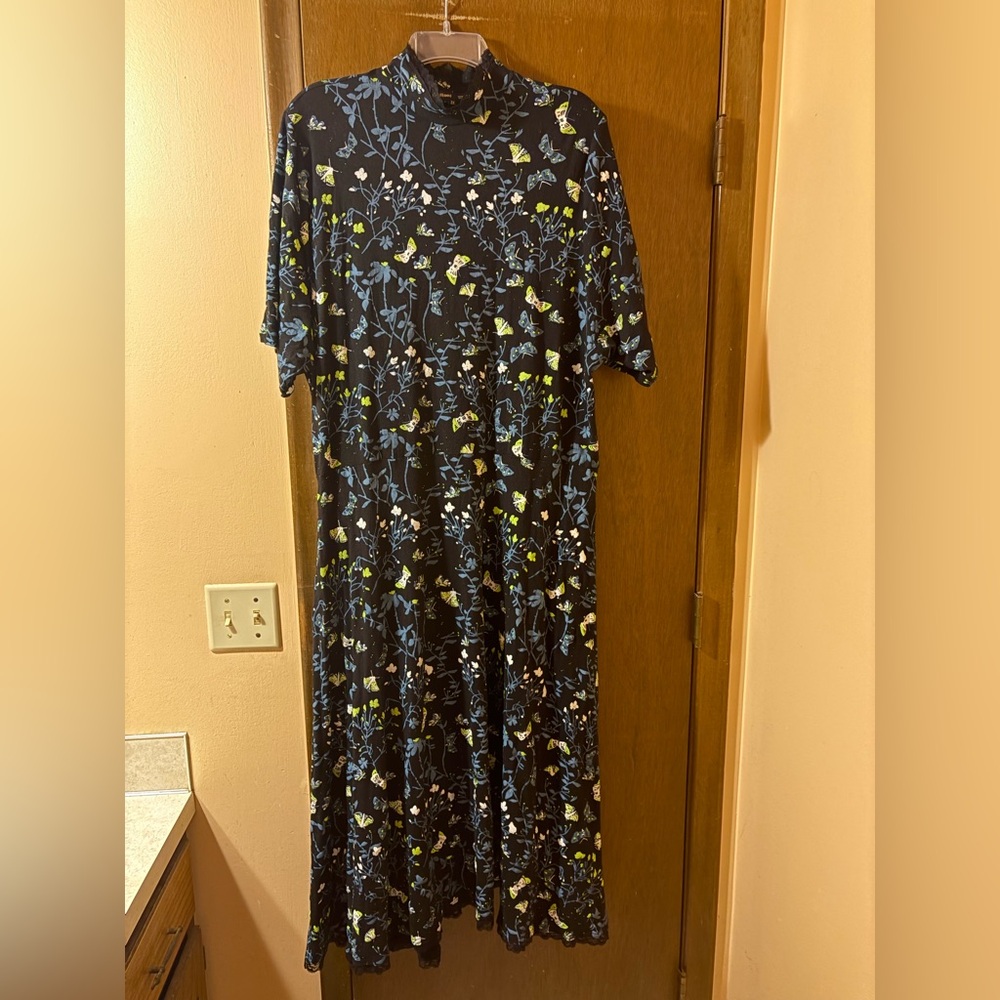 Thief & Bandit Rambling Rose Butterfly Mockneck Twirl Dress